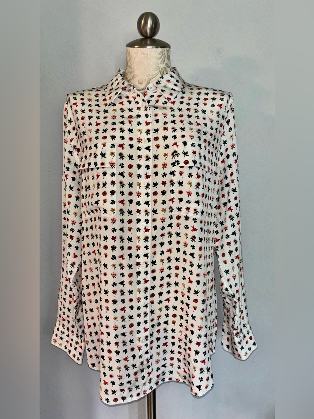 EQUIPMENT Femme White Floral Print Button-Down Shirt Size Large
